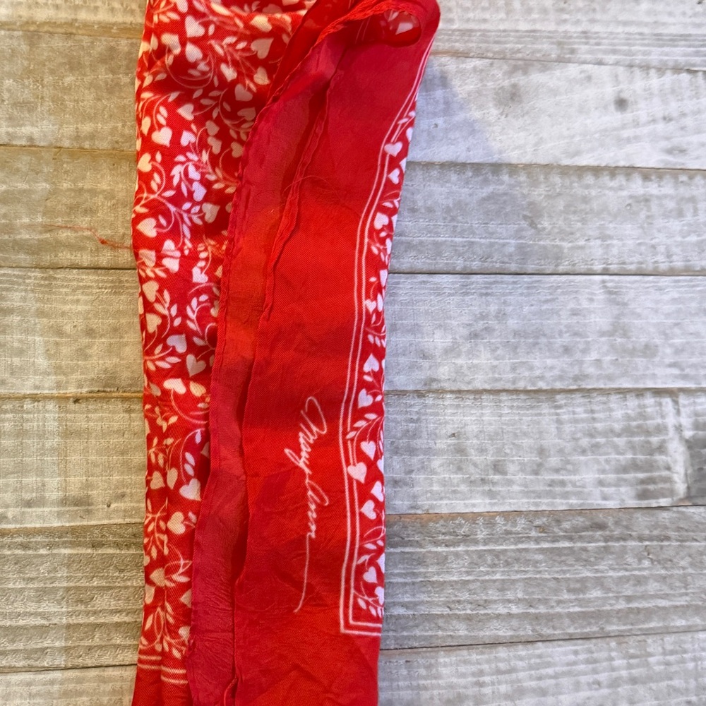 Vintage MARY ANN 26" x 26" Acetate SCARF Hearts Valentines Red